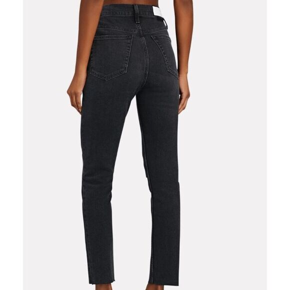 RE/DONE 90s High Rise Ankle Slim Fit Noir Black Denim Jeans Button Fly Size 25 - Picture 1 of 13